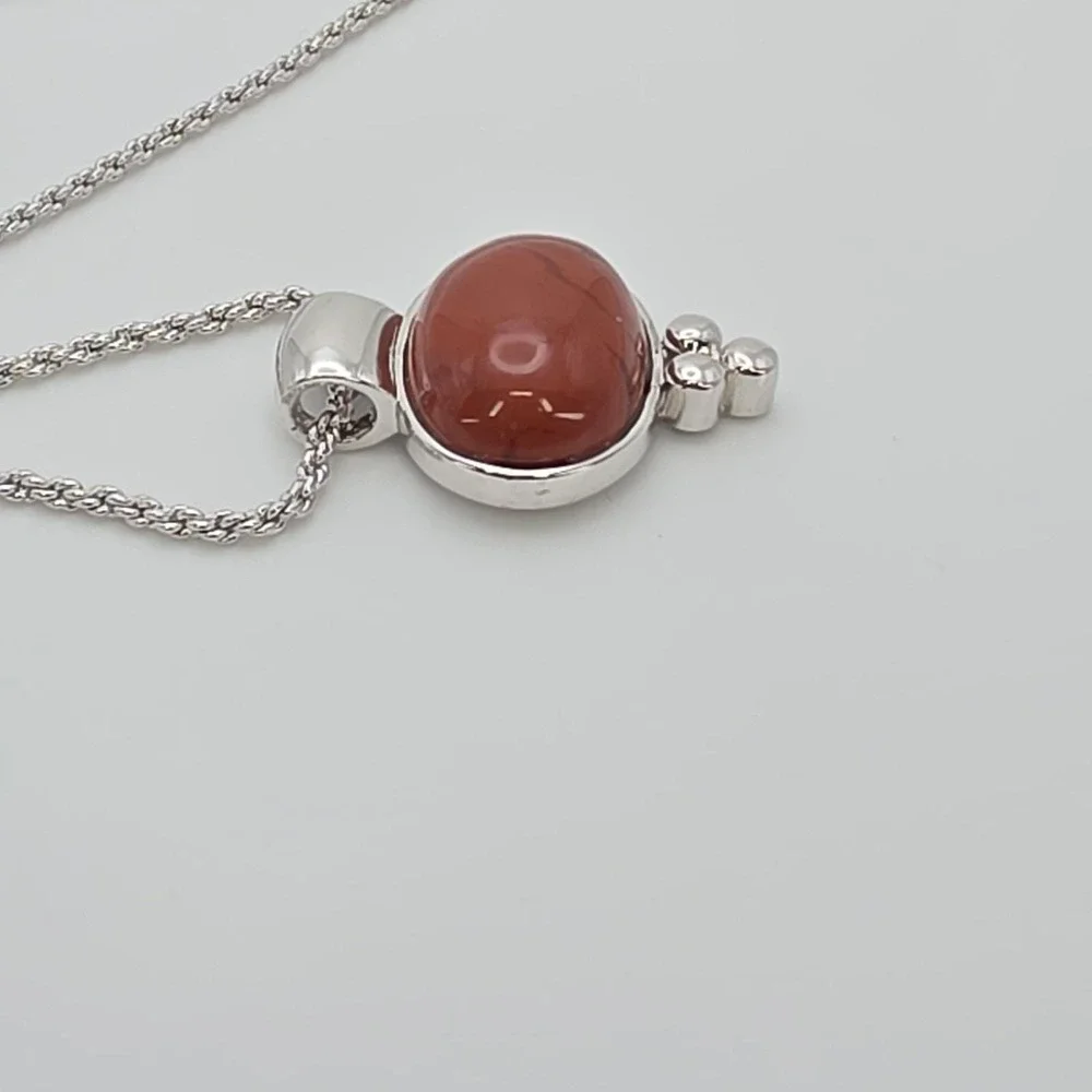 New! ANNALEECE By DEVRIES Carnelian‎ Necklace SWAROVSKI Rhodium Plate 20
